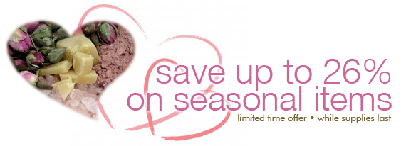 Save up to 26% on seasonal items. Limited offer. While supplies last.