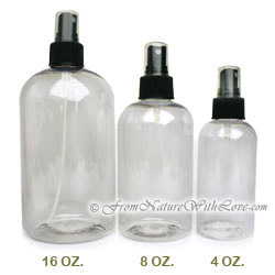 8 oz. PET Boston Round Bottles With White Sprayers