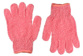 Pink Nylon Bath Gloves